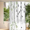thumbnail image 3 of Forest Shower Curtain Birch Trees Forest Mountain Woodland Shower Curtain Green Tree Leaf Rowley Birds Scenery Spring Nature Themed Bathroom Decor Set with 12 Hooks 72x72 inches, 3 of 6