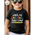 thumbnail image 1 of Camiseta de algodón de manga corta para niño con estampado de lápiz y letras coloridas, camiseta de manga corta con cuello redondo suave y cómoda., 1 of 6
