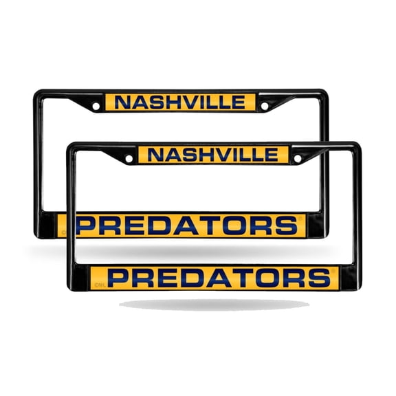 Nashville Hockey Predators Black Metal (Set of 2) Laser Cut License Plate Frames