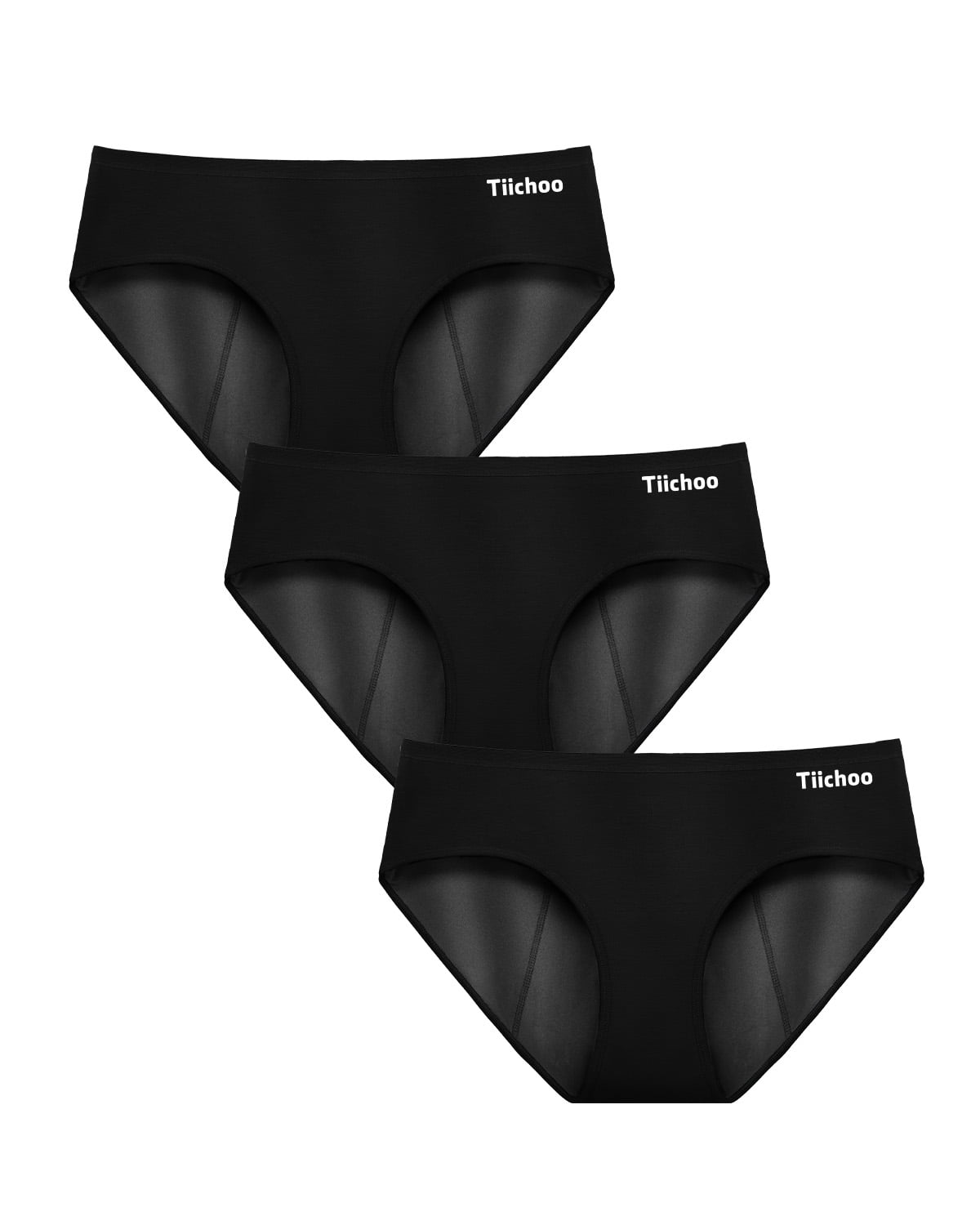 TIICHOO Period Underwear for Women Silky Soft Absorbent Hipster Panties  Teen Menstrual Underwear 3 Pack (3X-Large, Black/Burgundy/Charcoal Gray)