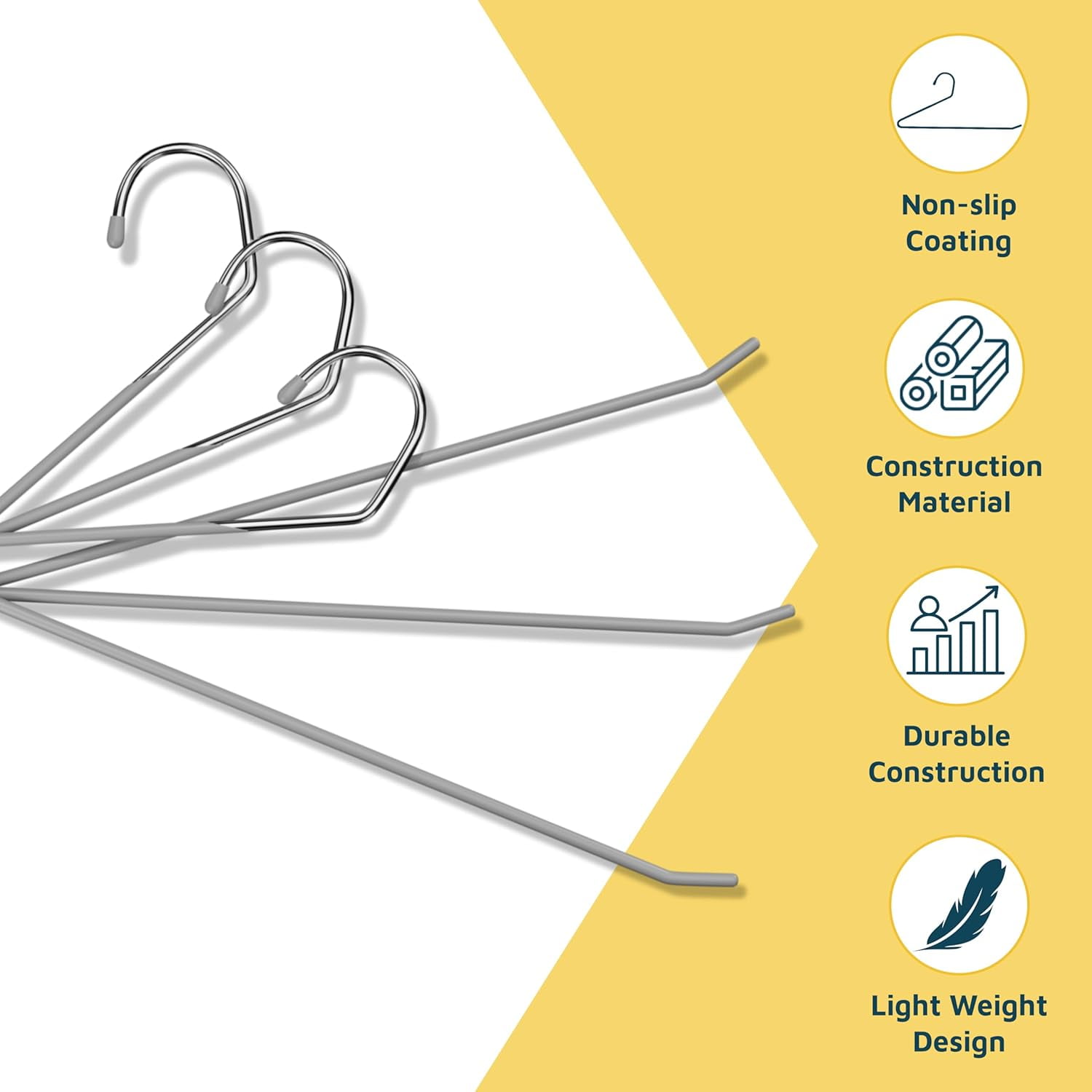 Metal Pants Hanger Set - 50 Pieces Elegant Non-Slip Closet Space Saving Hanger Set for Pants, Trouser, Blankets, and Jeans with Open Ended Sleek Design - Gray
