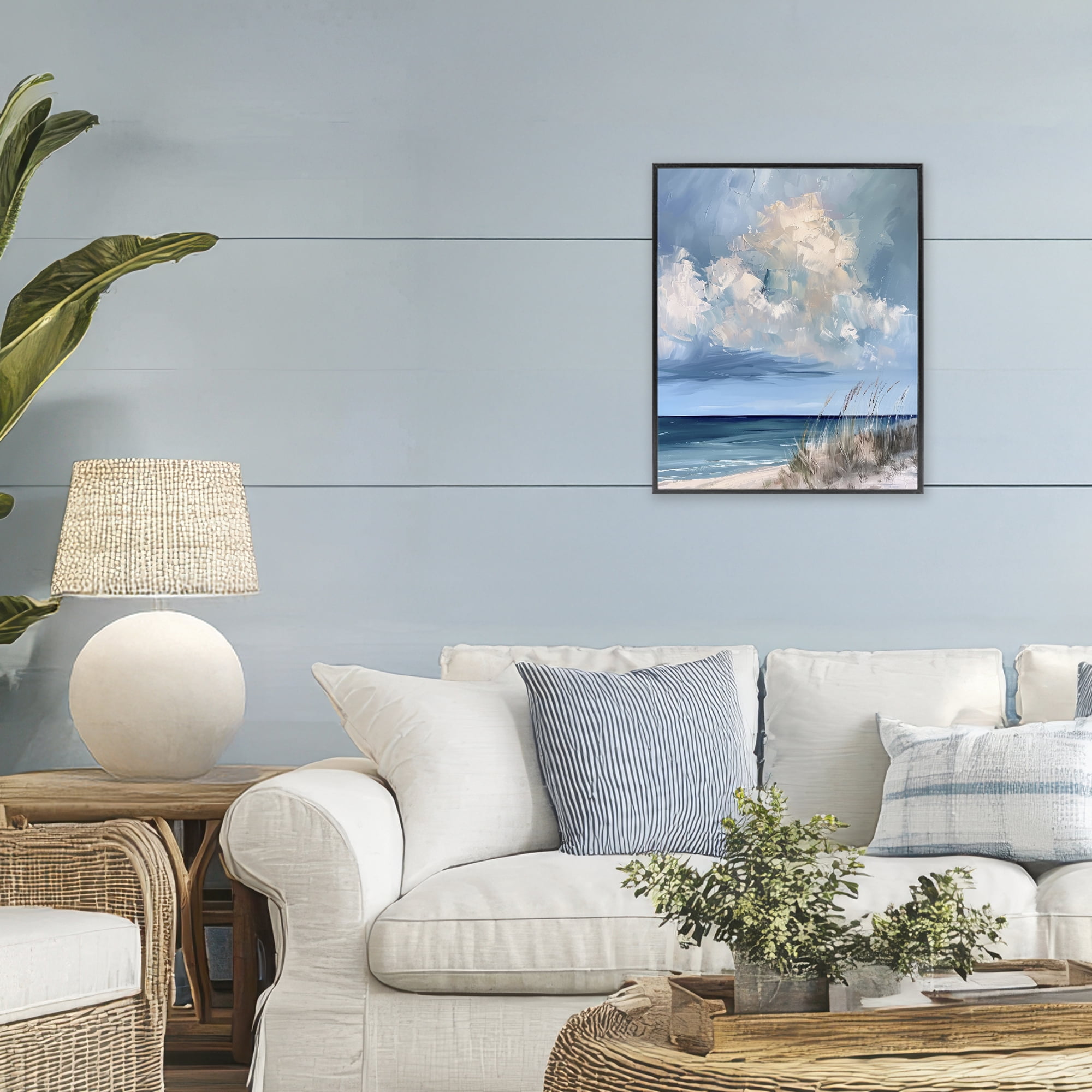 Stupell Industries A Storm Is Coming on Beach Black Framed Giclee Art, design by Petal Prints Design