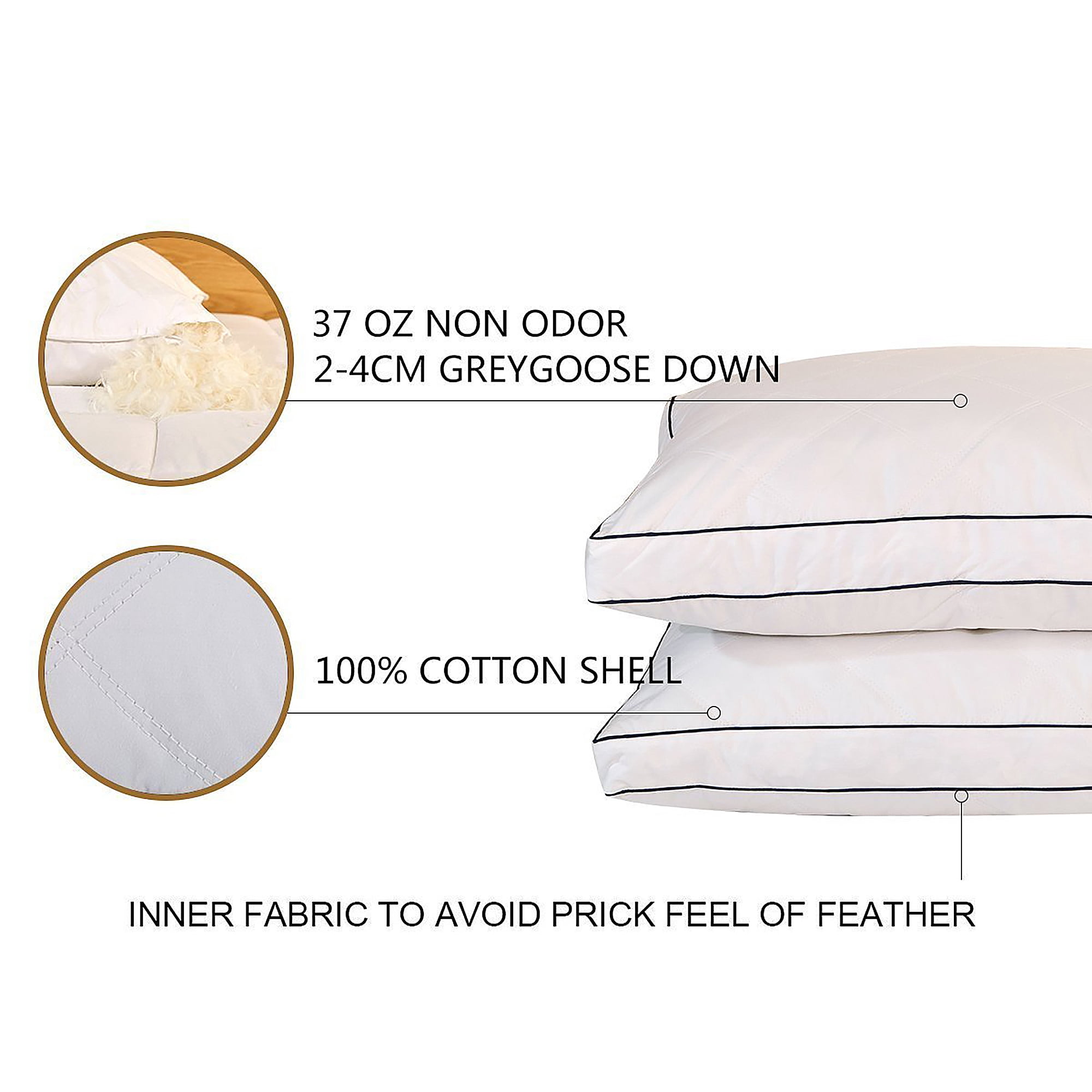 Peace Nest White Feather & Down Gusset Standard/Queen Pillow - Set of Two