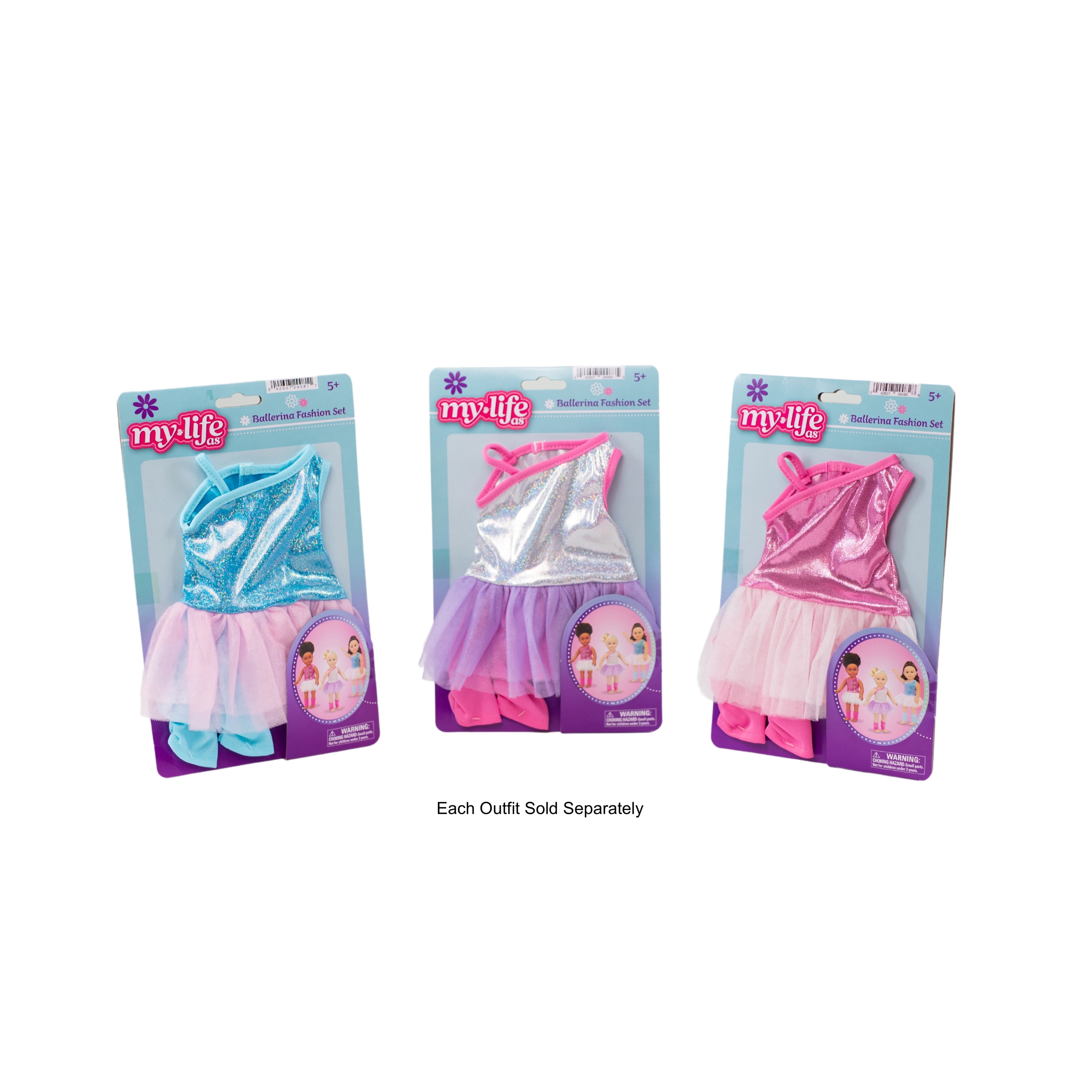 My Life As Ballerina Fashion Set for 18-inch Doll, 3 Pieces Included, Dark Pink with Light Pink Trim