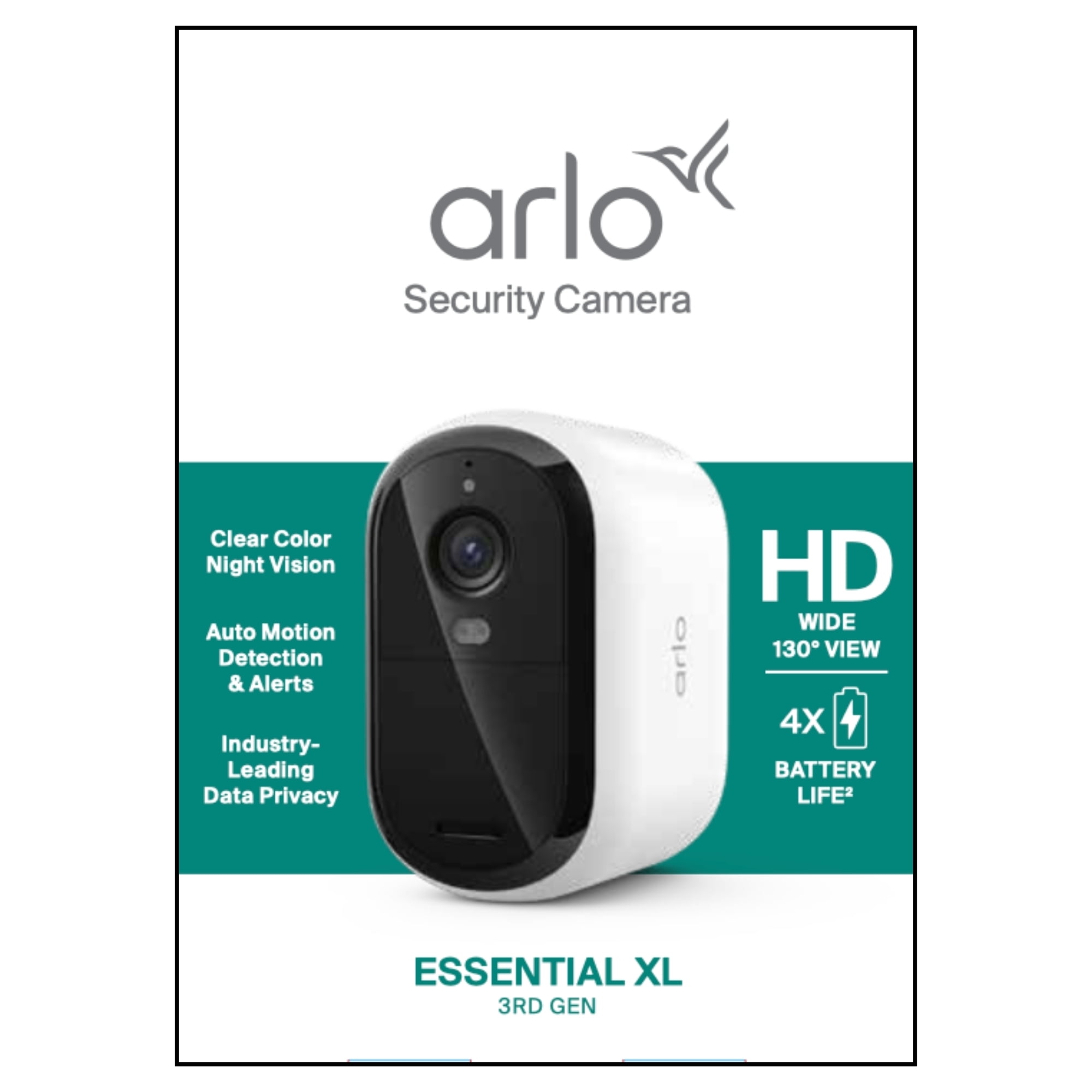Arlo Essential XL Security Camera 1080 HD (3rd Gen, 2025 Release) - Wireless Outdoor Camera, 4x Longer Battery Powered, 1-Cam