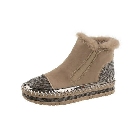 

Kesitin Women Breathable Slip On High Top Sneakers Work Comfort Ankle Bootie Plush Lining Warm Shoes Khaki 8