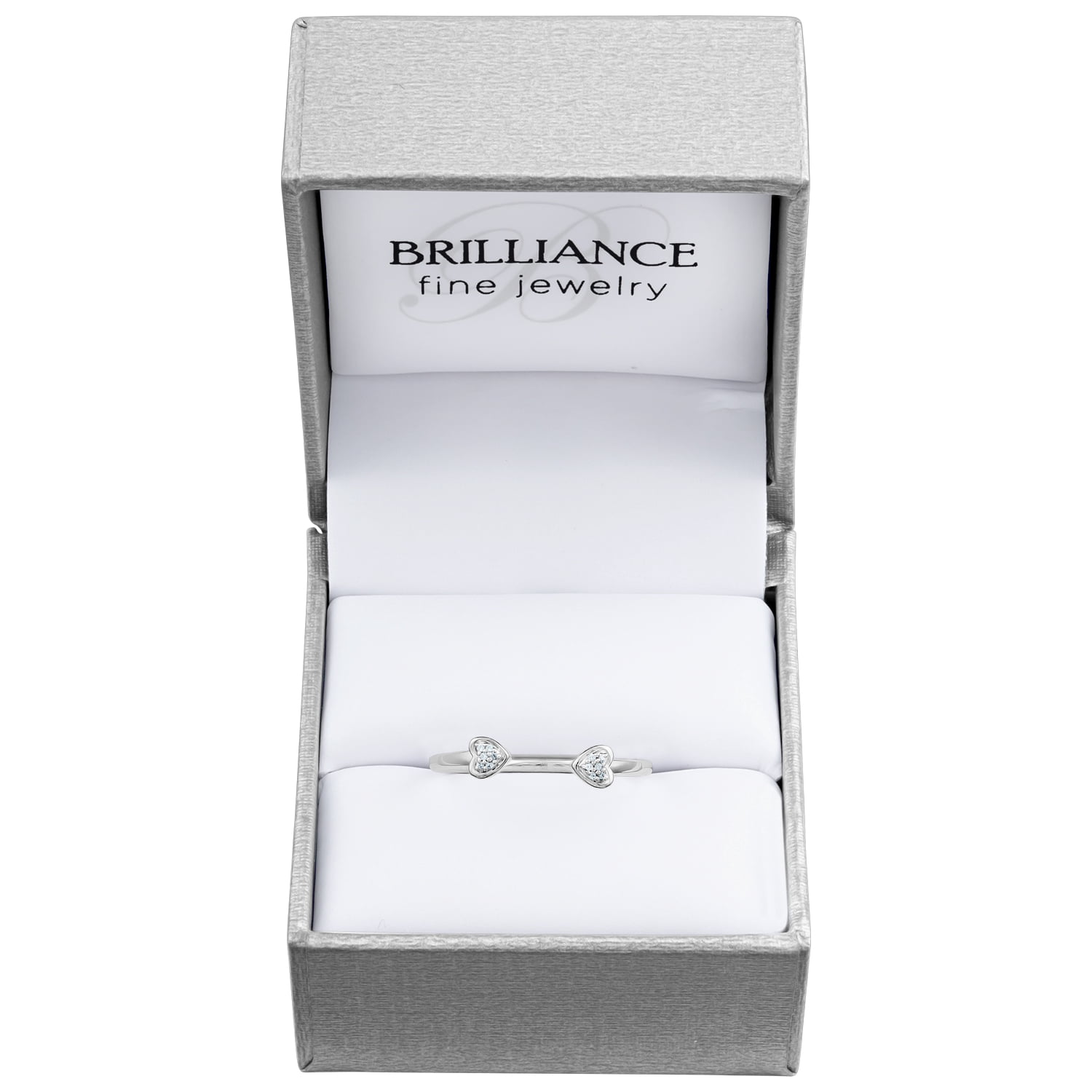 Brilliance Fine Jewelry Sterling Silver Diamond Accent Stackable Heart Ring