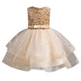 thumbnail image 2 of ZHUASHUM Kids Children'S Summer Sleeveless Sleeveless Evening Princess Dress Wedding Dress For Girls Beige,6-7 Years, 2 of 9