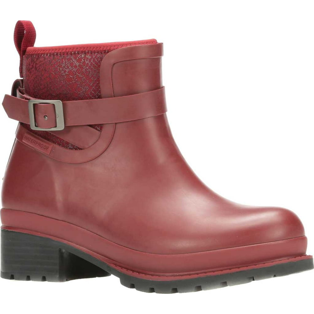 red latex ankle boots