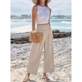 thumbnail image 4 of ZANKLEY Womens High Waist Smocked Wide Leg Flowy Pocketed Summer Lounge Beach Casual Pants, 4 of 13