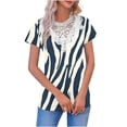 thumbnail image 2 of T-Shirt for Women Lace Hollow Out Neck Short Sleeve Wisteria Floral Graphic Print Relaxed Fit Elegant Casual Summer Top Fashion Clothes, 2 of 5
