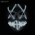 thumbnail image 4 of BadPiggies Halloween Glow Mask LED Light Up Scary Masks The Purge Movie Festival Costume Luminous with Batteries (White), 4 of 5