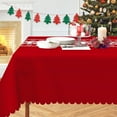 thumbnail image 5 of 60x84 Inch Christmas Red Linen Table Cloths Rectangle Deer Snowflake Striped Xmas Durable Tablecloth Winter Holiday Table Cover for Dining Room Outdoor Party Tables Decor, 5 of 7