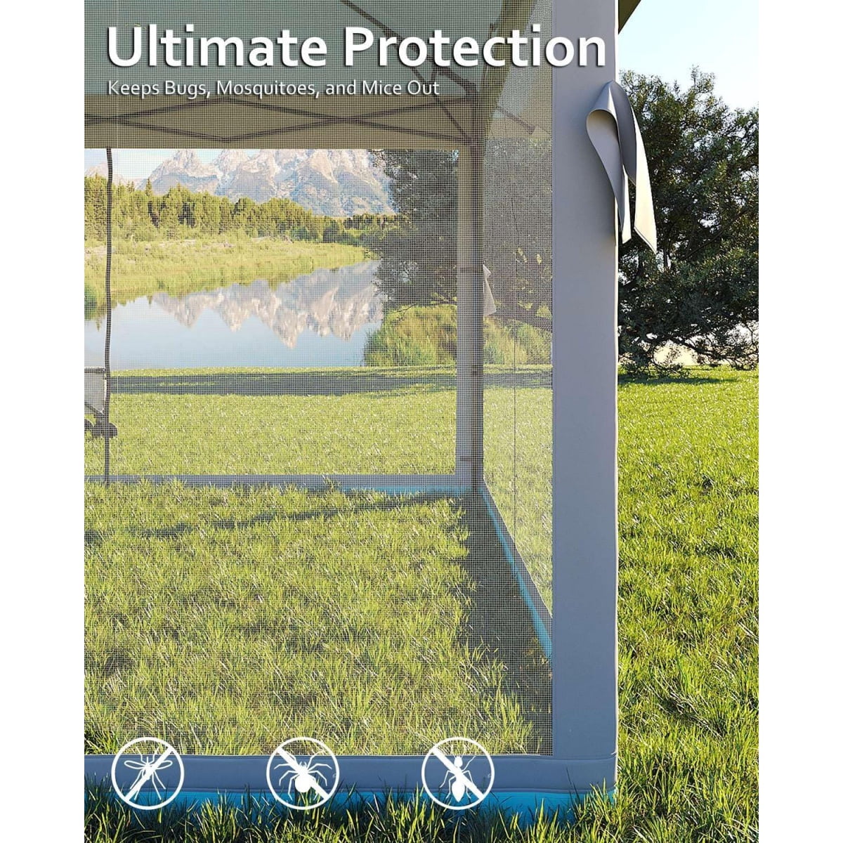 12' x 12' Outdoor Gazebo Shelter, Pop Up Heavy Duty Double Roof Patio Gazebo with Netting and Curtains, Outdoor Patio Canopy for Lawn, Garden, Backyard, Deck