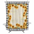 thumbnail image 2 of Summer Sunflowers Shower Curtain for Bathroom Decor, Farmhouses Retro Black Plaid Waterproof Fabric Shower Curtain, 36"x78" Set with 12 Hooks, 2 of 9