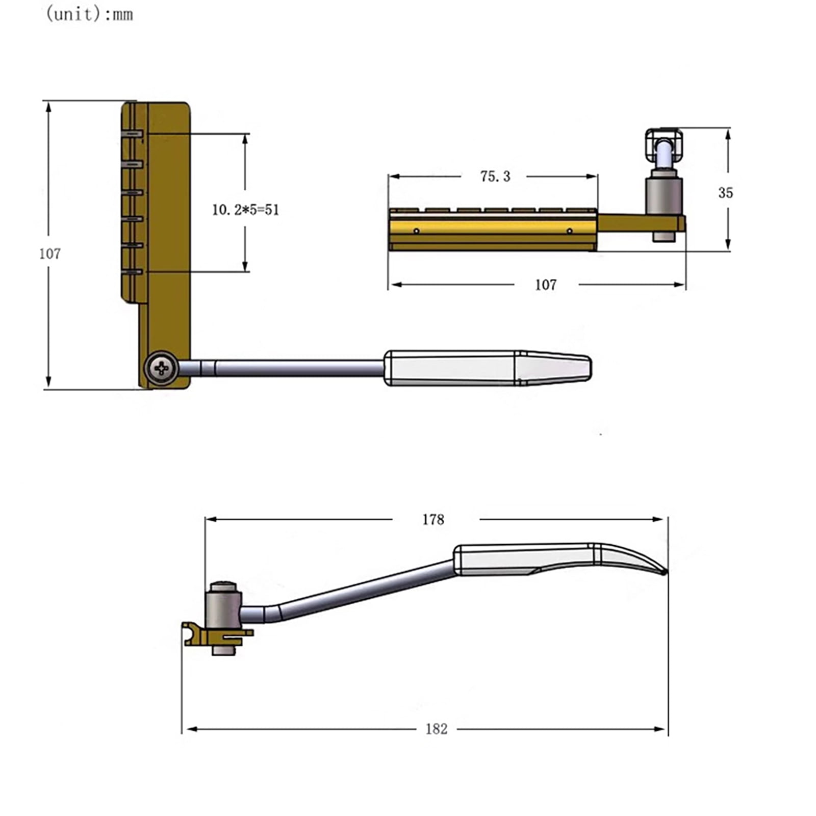 ARCADORA Metal Maestro Vibrato Bridge Arm for SG and LP Electric Guitars Repair Accessory