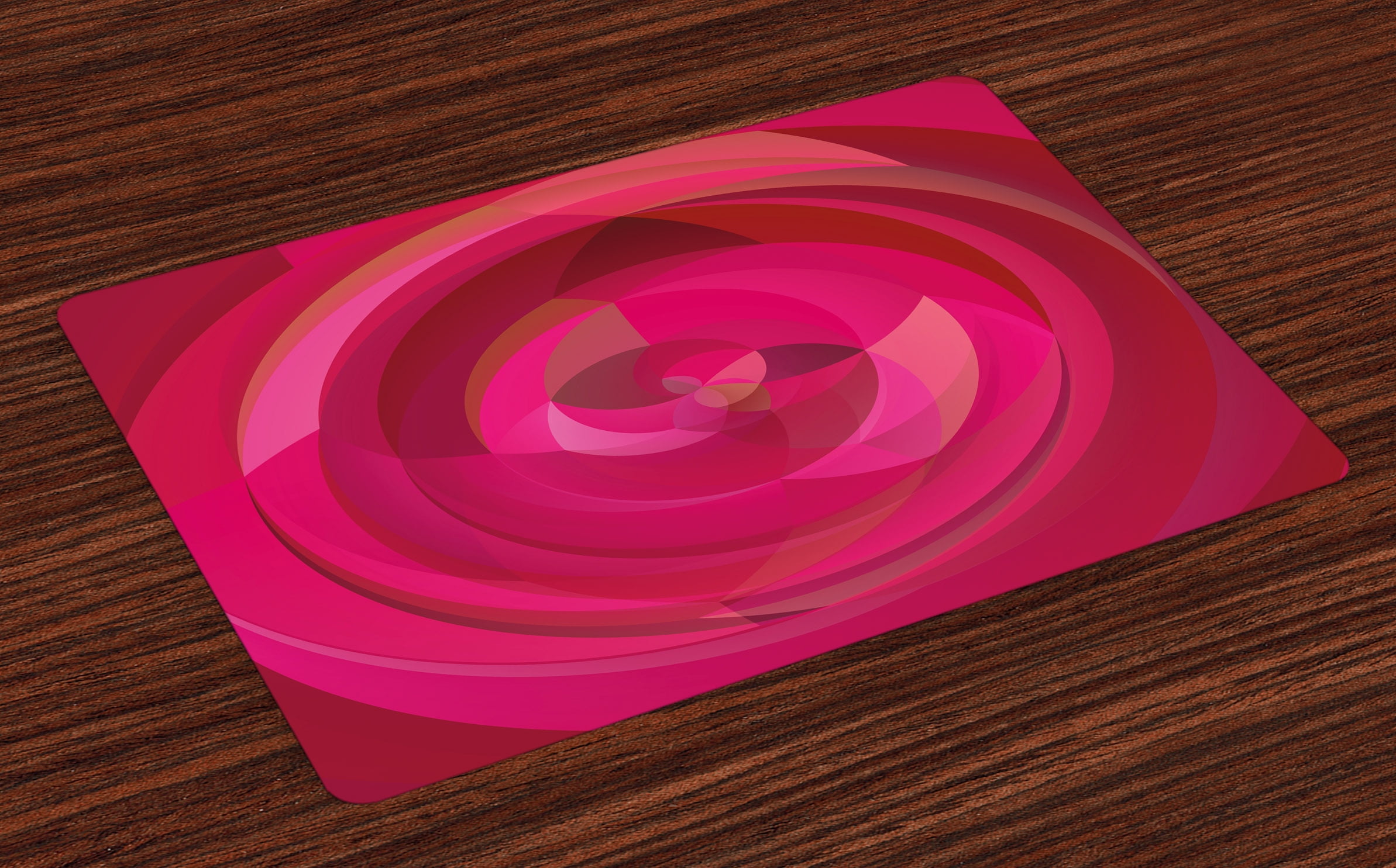 Hot Pink Placemats Set of 4 Abstract Vortex with Swirls and Shapes