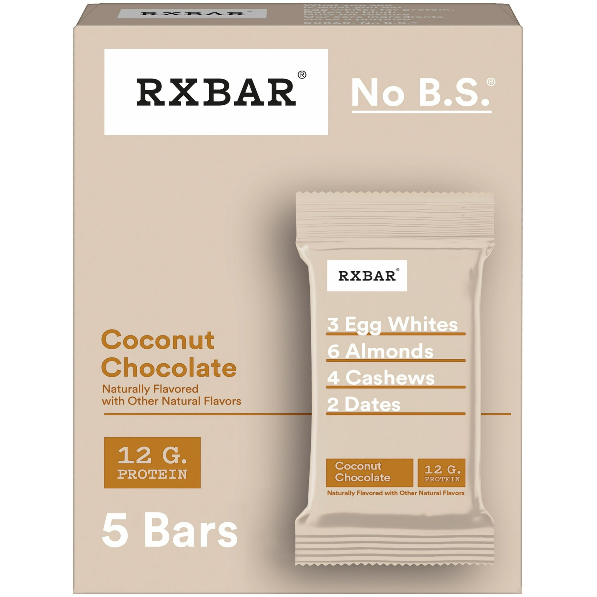 RXBAR, Coconut Chocolate Gluten-Free Protein Bars, 5 Count
