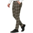 thumbnail image 4 of MODA NOVA Big & Tall Men's Dress Plaid Pants Formal Printed Business Trousers Light Brown LT(US 34), 4 of 5