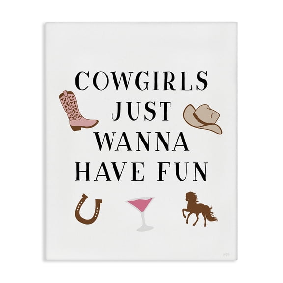 Stupell Industries Cowgirls Wanna Have Fun Entertainment Painting Wrapped Canvas Art Print Wall Art, 16 x 20