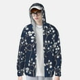 thumbnail image 4 of Goofa Cherry Blossoms on Navy Background Printed Women's UPF 50+ Sun Protection Hoodie Jacket Lightweight Long Sleeve Sun Shirt for Women with Pocket Hiking Outdoor-Small, 4 of 9
