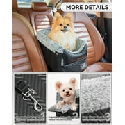 PETSFIT Center Console Dog Car Seat with Safe Protection Hooks, Pet Car Seat with Upgraded Safety Tethers, Washable Cushion, Console Dog Car Seats for Small Dogs Up to 9 Lbs(Black)
