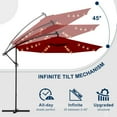 thumbnail image 3 of EROMMY 10ft Solar Lighted Patio Umbrella,Outdoor Offset Cantilever Umbrella, Infinite Tilt, Crank and Cross Base, UV Protection for Backyard, Lawn, Garden & Pool, 3 of 6