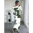 thumbnail image 5 of Women'S Bodycon Maxi Dress Fall Spring Fashion Long Sleeve Floral Print Tight Fitted Party Club Ruched Dresses Green XL, 5 of 7
