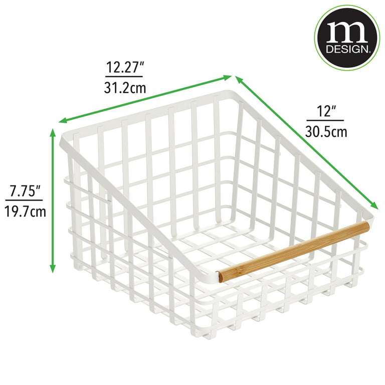 mDesign Slanted Rustic Metal Kitchen Food Storage Organizer Bin Basket