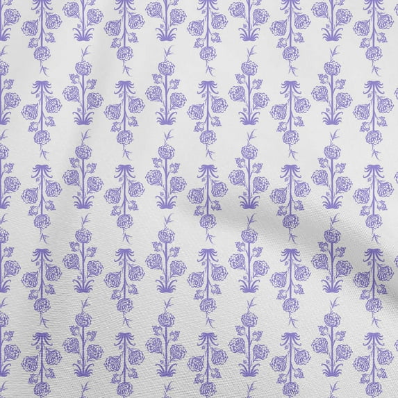oneOone Cotton Flex Purple Fabric Asian Block Floral Sewing Material Print Fabric By The Yard 40 Inch Wide