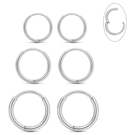 Titanium Huggie Hoop Earrings 6/8/10mm Hypoallergenic Earrings Hoop Cartilage Helix Lobes Hinged Sleeper Earrings for Men Women