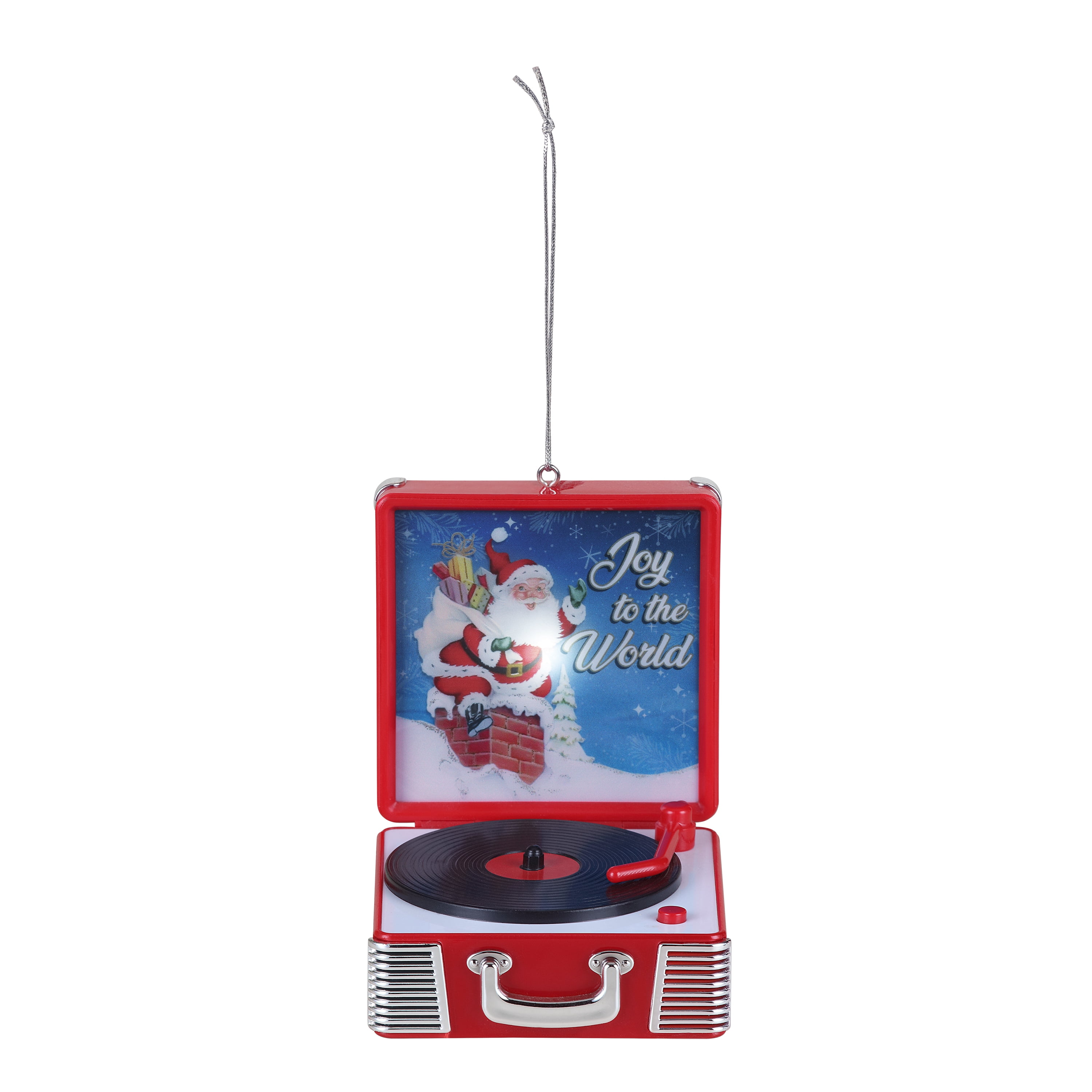 Mr. Christmas 3.8" Retro Vinyl Record Player Ornament, Red