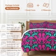 thumbnail image 6 of 3 Piece Pink Turquoise Abstract Duvet Cover Set Full Size,Microfiber Comforter/Quilt Cover with Corner Ties and 2 Pillowcases,Ethnic Modern Geometric Aesthetics All Season Bedding with Zipper Closure, 6 of 8