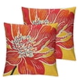 thumbnail image 2 of Acheng Welcome Flowers Throw Pillow Covers Yellow Orange Red Dahlia Floral Leaves Home Decor Throw Waist Pillow Cover Cushion Cases Pillow Case for Sofa Couch,Set of 2 White, 2 of 6