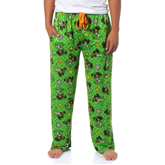 Super Mario Mario Kart Men's Yoshi Checkered Adult Sleepwear Pajama Pants