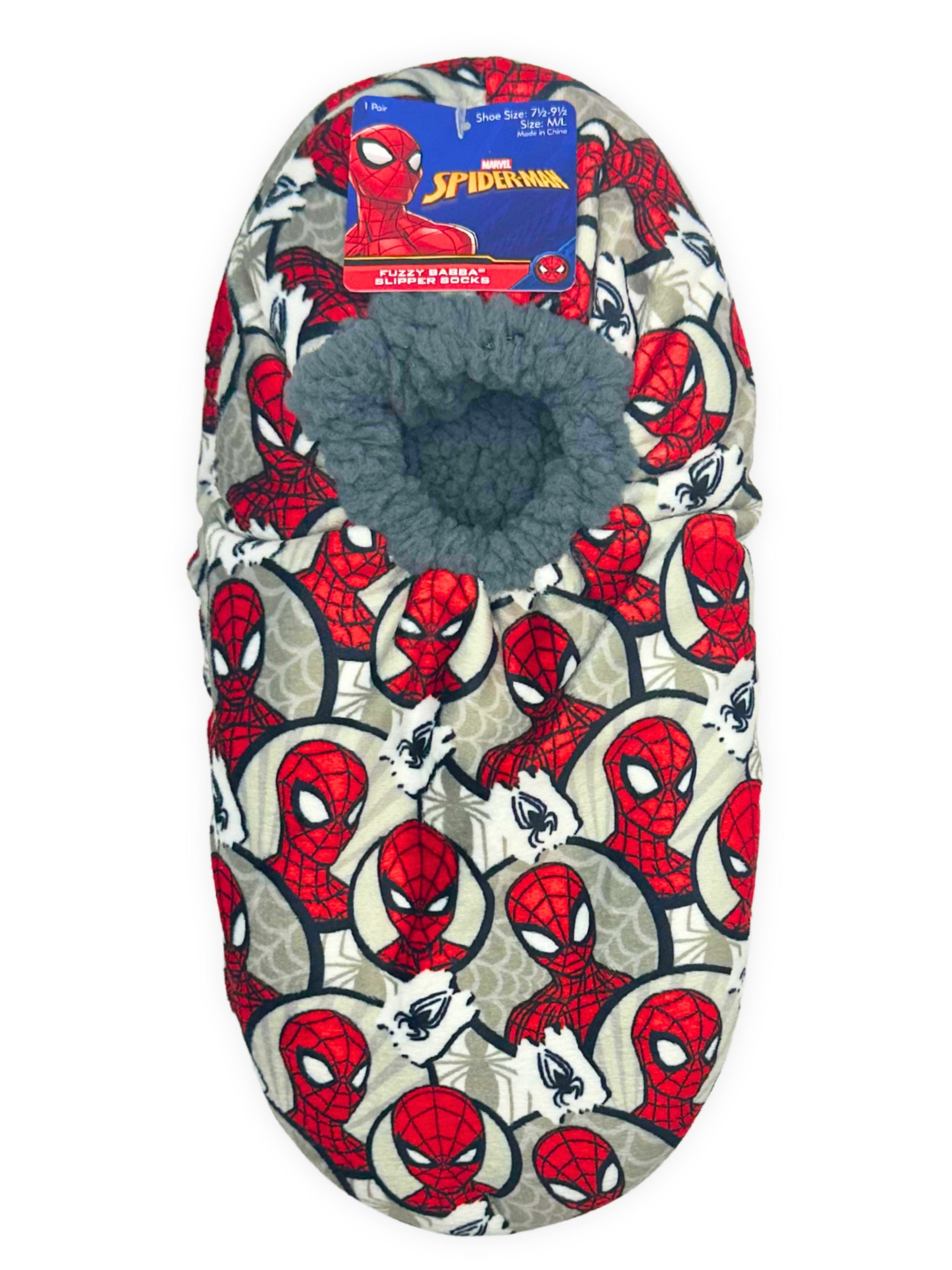 Spider-Man Men's Fuzzy Babba Slipper Socks, 1-Pack, Sizes M/L & L/XL