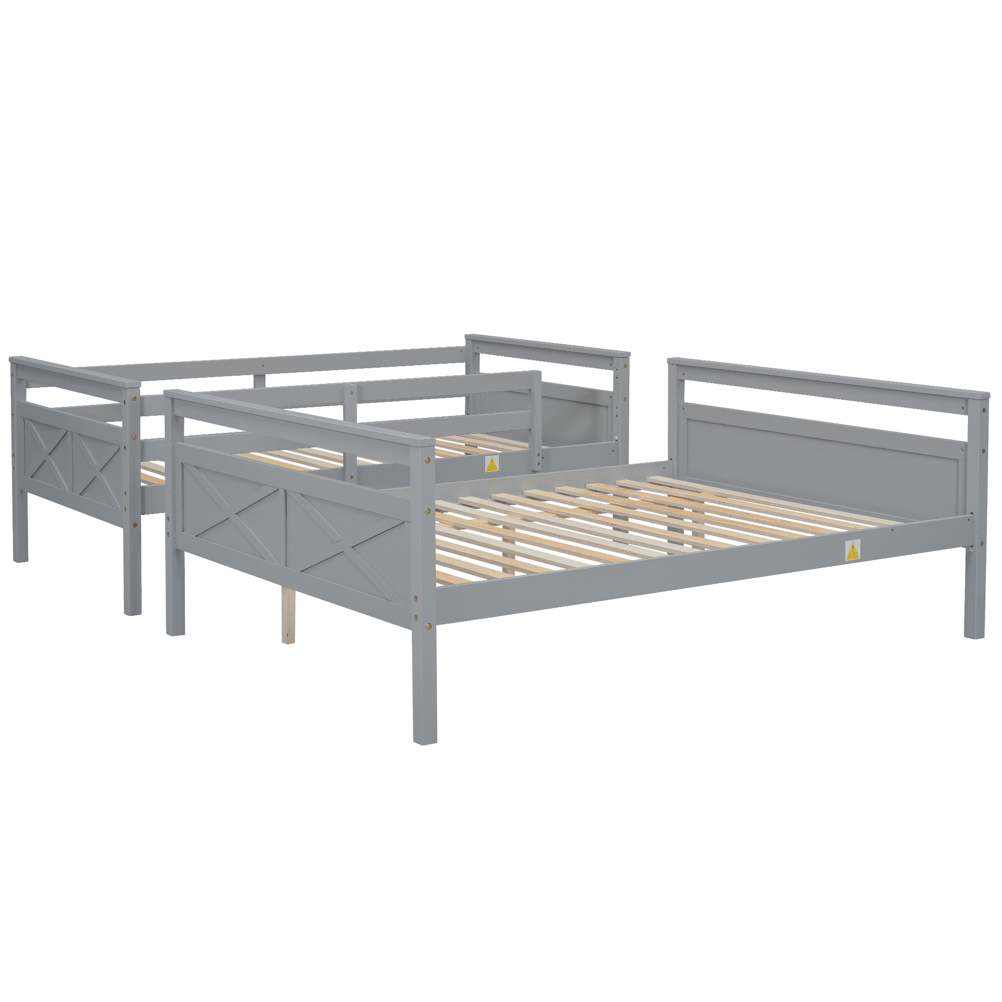 MAYEERTY Twin over Full Bunk Bed with ladder, Safety Guardrail, Perfect for Bedroom, Gray