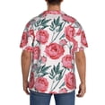 thumbnail image 3 of Lsque Rose Flowers print Men's Cuban Collar Short Sleeve Shirt Summer Beachwear Casual Button Down Fashionable Vacation Leisure Shirt-3X-Large, 3 of 7