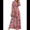 thumbnail image 1 of Vestido Bohemio Informal de Larga con Escote en V Profundo para Mujer Rojo L, 1 of 8