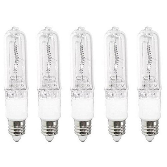 Anyray A1790Y (5)-Pack 75W 75-Watt JD E11 Mini-Candelabra Halogen T4 Light Bulb, CLEAR
