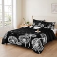 thumbnail image 2 of Twin Quilt Set 68''x86'', White Dandelion Lightweight Summer Bedspread Coverlet Set with 2 Pillow Shams, Spring Flowers Botanical Vintage Black Breathable All Season Quilt Bedding for Dorm/Bedroom, 2 of 9