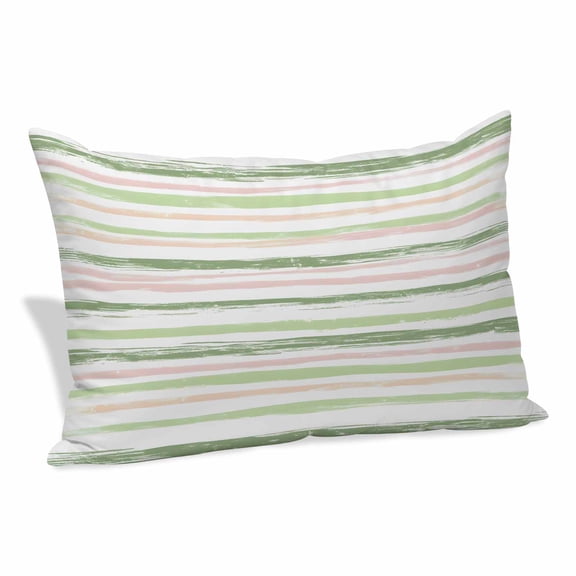 Green Pink Stripes Pillow Covers Queen, Gradient Geometric Smear Art Paint Soft Brushed Microfiber Breathable Throw Pillow Covers, Pillowcase with Zipper for Couch Sofa Bedroom Living Room 20"x30"