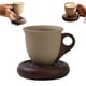 thumbnail image 4 of Taza de café con mango de madera, taza de cerámica cónica de 210 ml, taza de café con leche vintage cónica, base de madera estable, taza de té decorativa., 4 of 8