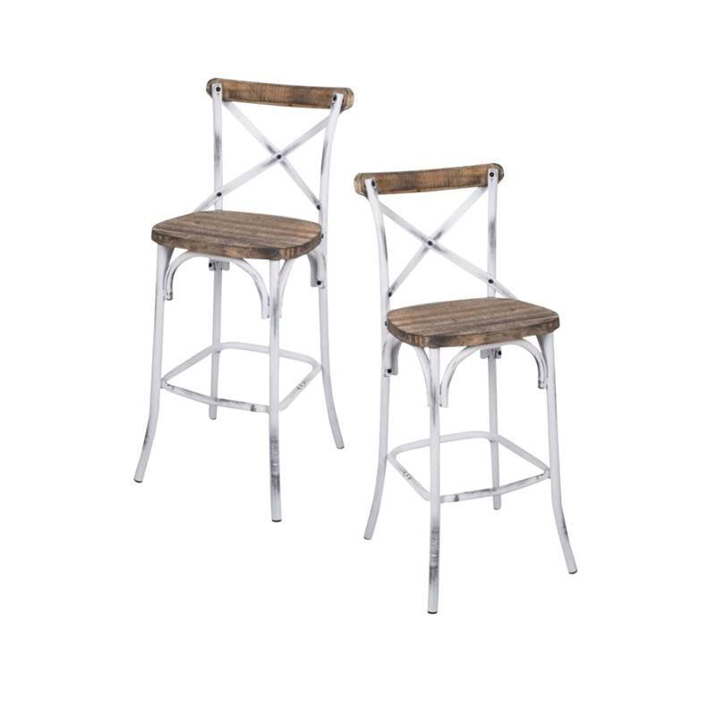 Bar Stool In Walnut And Antique Whit, Zaire Counter Stool