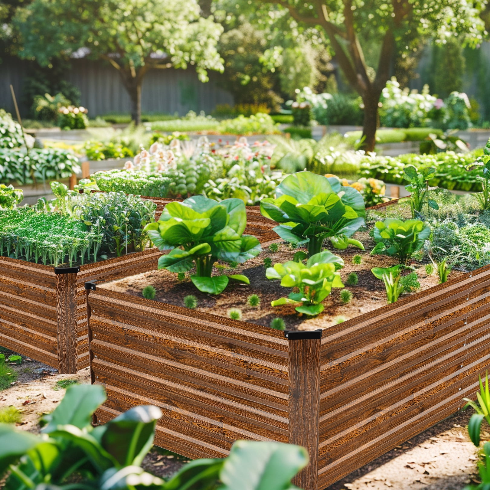 Funcid Galvanized Raised Garden Beds 6ftx3ftx2ft Large Metal Garden Beds Galvanized Steel Planter Box for Vegetables Flowers Herbs