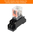 thumbnail image 4 of Uxcell 4 Set Relé de potencia electromagnético DC24V, relé de bobina de 10A con indicador LED y base de zócalo DPDT 2NO 2NC para sistemas industriales, electrodomésticos y rieles DIN, 4 of 6