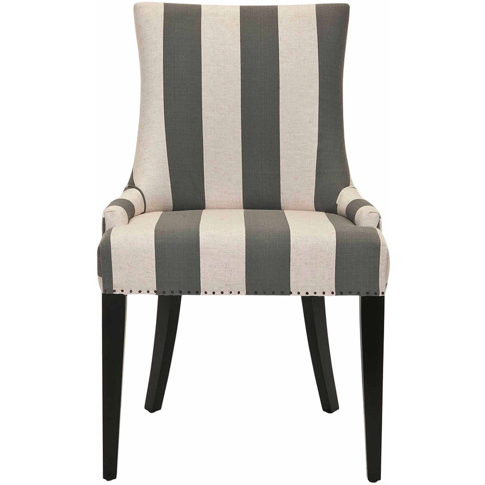 SAFAVIEH Becca 19" H Transitional Glam Upholstered Dining Chair, Grey Stripes