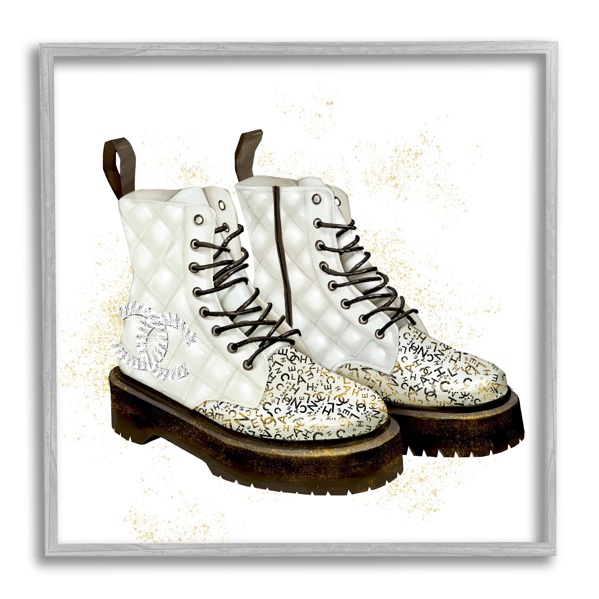 Fancy Boots Sparkling Fashion Shoes Deluxe Pattern Beauty & Fashion Graphic Art Framed Art Print Wall Art