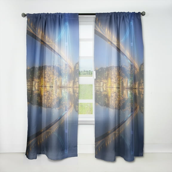 Designart ' Bosphorus bridge at night Istanbul Skyline' Cityscapes Curtain Panel