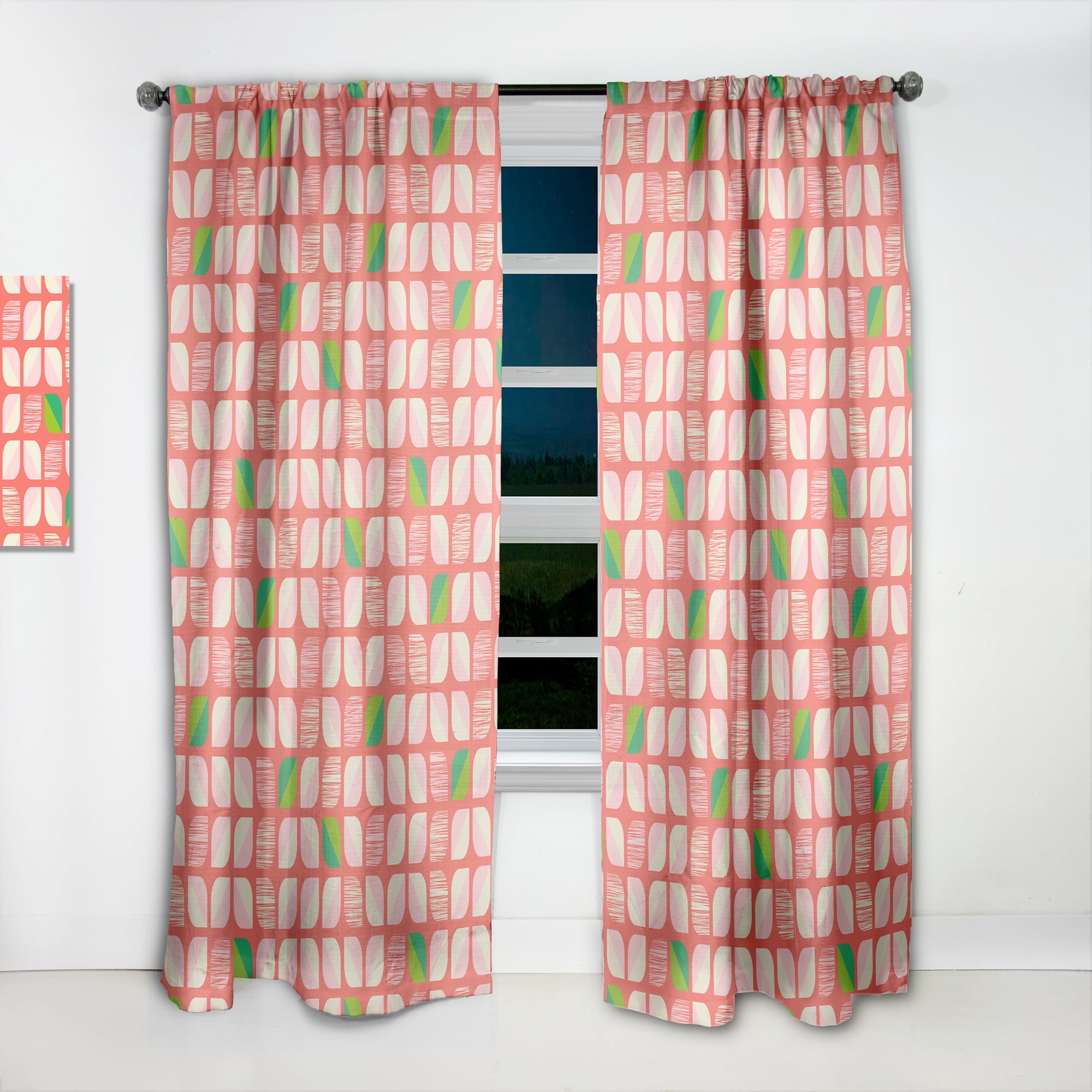 Designart 'Abstract Geometric Retro Pattern III' Mid-Century Modern Curtain Panel